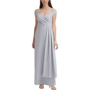 Eliza J Women's Size 2 Gray Cap Sleeve Off The Shoulder Formal Gown Dress NWOT
